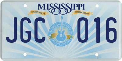 MS license plate JGC016