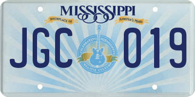 MS license plate JGC019