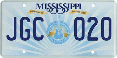 MS license plate JGC020
