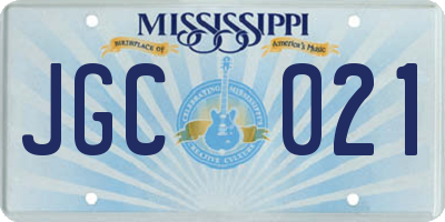 MS license plate JGC021