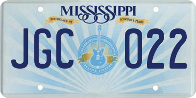 MS license plate JGC022