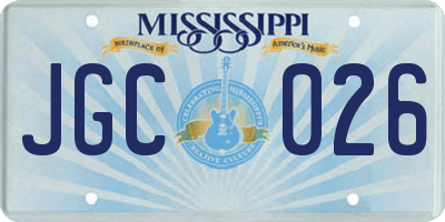 MS license plate JGC026