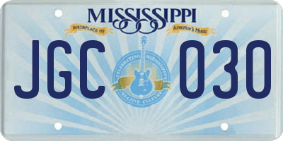MS license plate JGC030