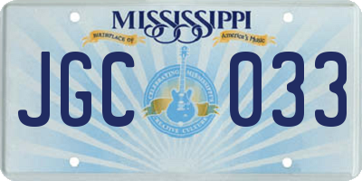 MS license plate JGC033