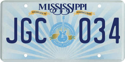 MS license plate JGC034