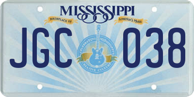 MS license plate JGC038