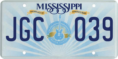 MS license plate JGC039