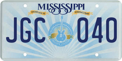 MS license plate JGC040
