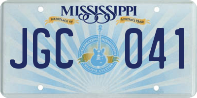 MS license plate JGC041