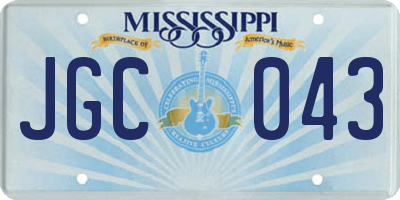 MS license plate JGC043
