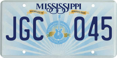 MS license plate JGC045