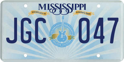 MS license plate JGC047
