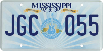 MS license plate JGC055