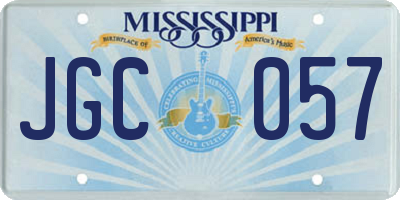 MS license plate JGC057