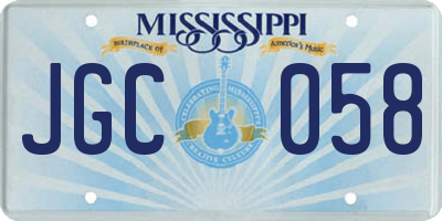 MS license plate JGC058