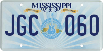 MS license plate JGC060