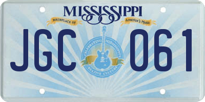 MS license plate JGC061
