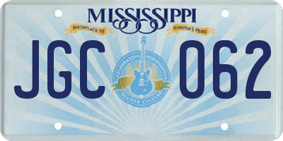 MS license plate JGC062