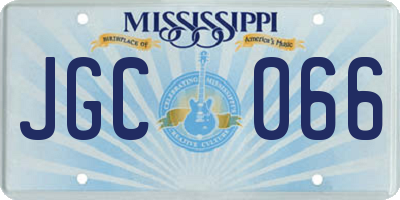 MS license plate JGC066