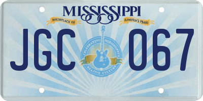 MS license plate JGC067