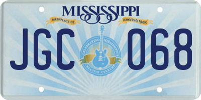 MS license plate JGC068