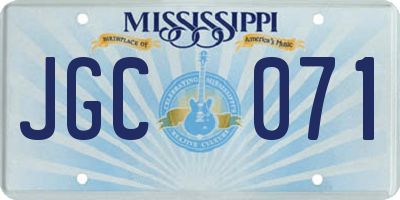 MS license plate JGC071