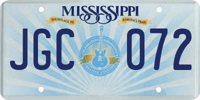 MS license plate JGC072