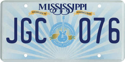 MS license plate JGC076