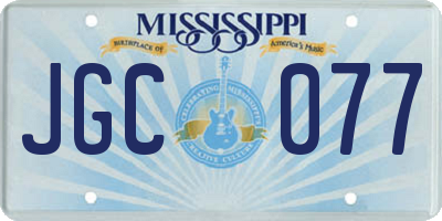 MS license plate JGC077