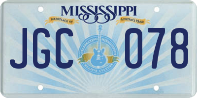 MS license plate JGC078