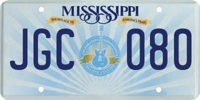 MS license plate JGC080