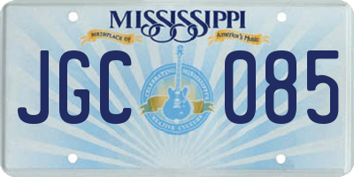 MS license plate JGC085