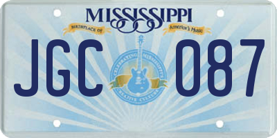 MS license plate JGC087