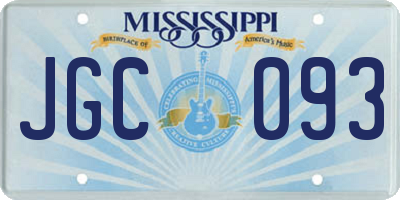 MS license plate JGC093