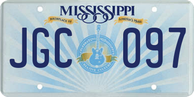 MS license plate JGC097