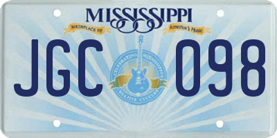 MS license plate JGC098