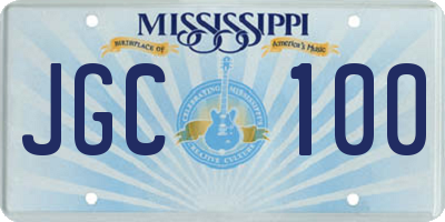 MS license plate JGC100
