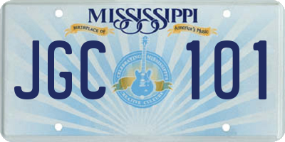 MS license plate JGC101