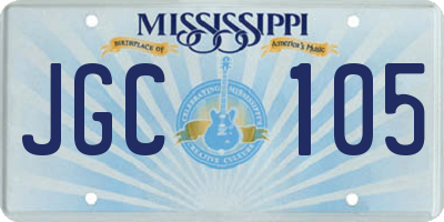 MS license plate JGC105