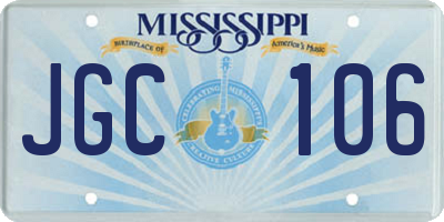 MS license plate JGC106