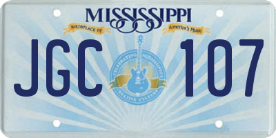 MS license plate JGC107