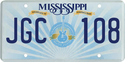 MS license plate JGC108