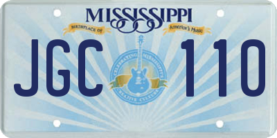 MS license plate JGC110
