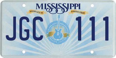 MS license plate JGC111