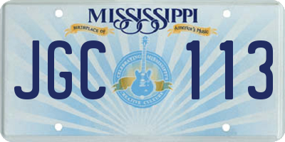MS license plate JGC113