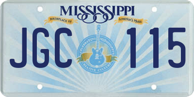MS license plate JGC115