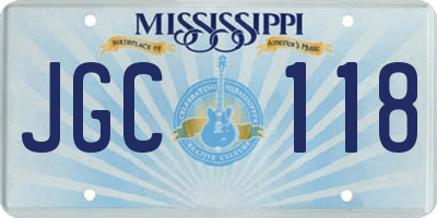 MS license plate JGC118