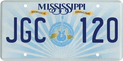 MS license plate JGC120