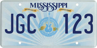 MS license plate JGC123
