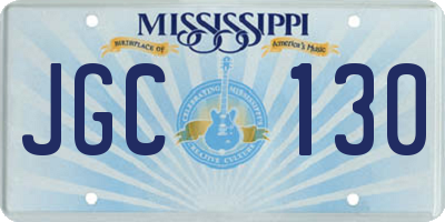MS license plate JGC130